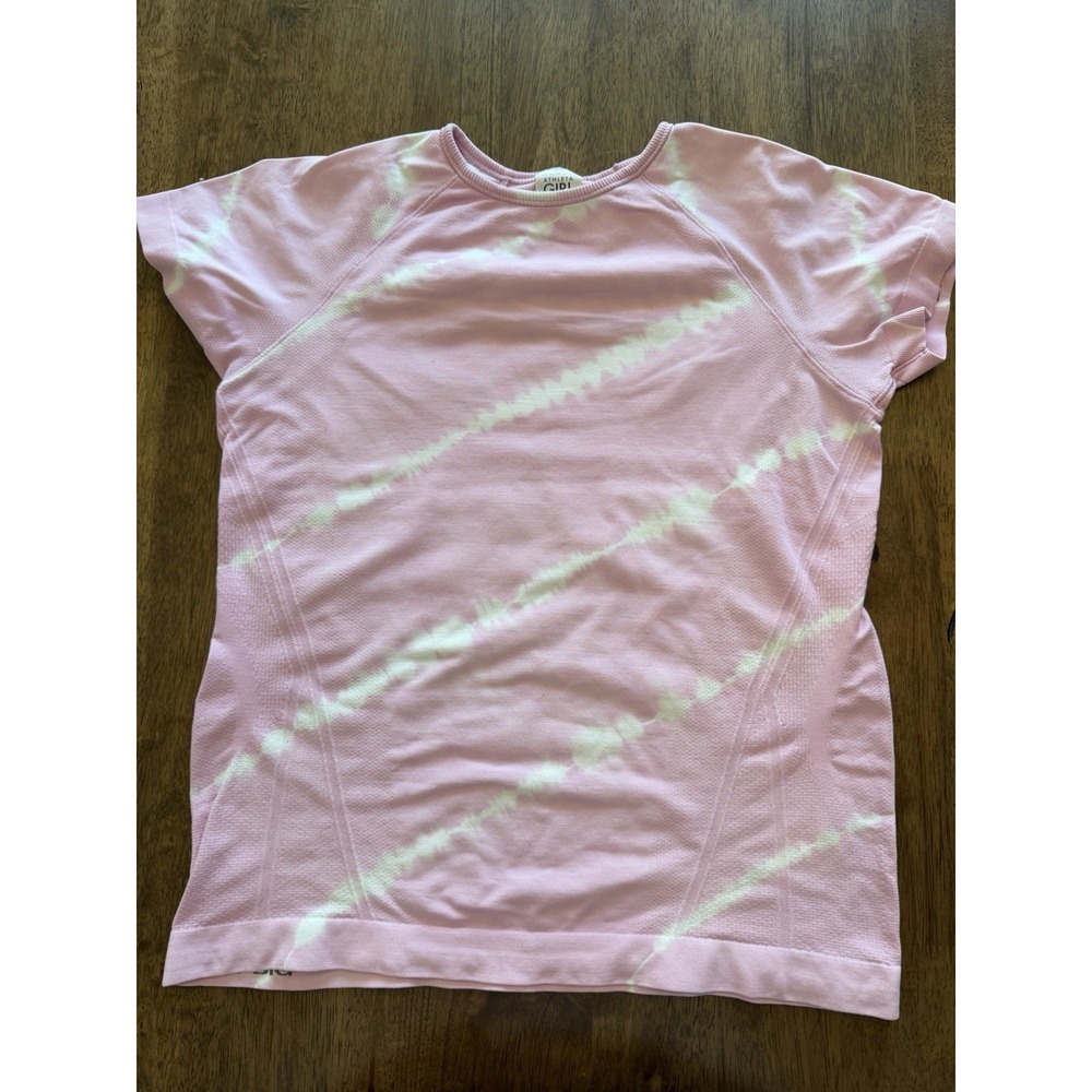 Athleta Girl Pink Tie-dye Seamless Mesh Performance T-Shirt Girls Size L 12